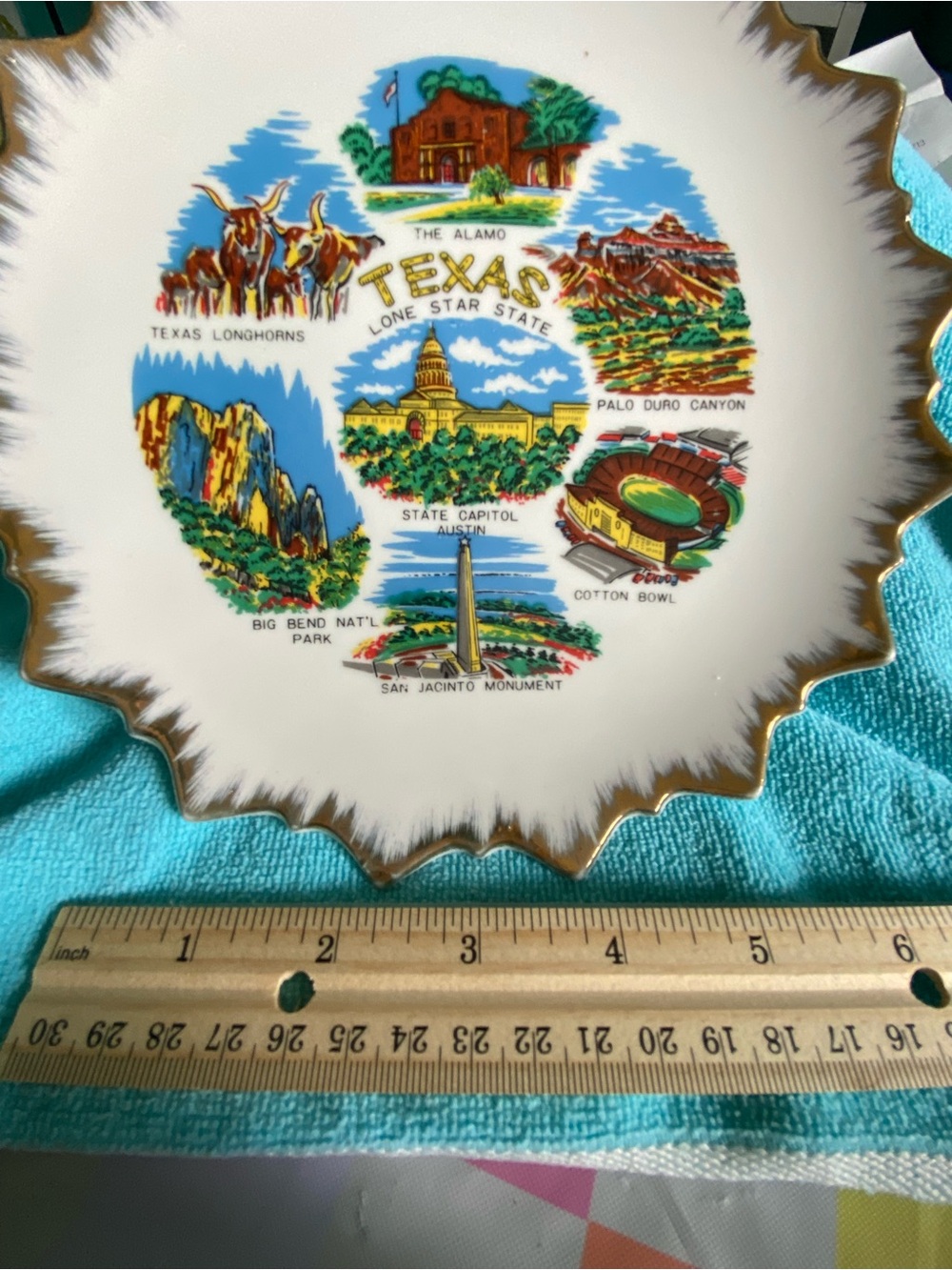 Vintage Texas Landmark Souvenir Plate The Alamo,Cotton Bowl, Palo Duro Canyon - Picture 7 of 9